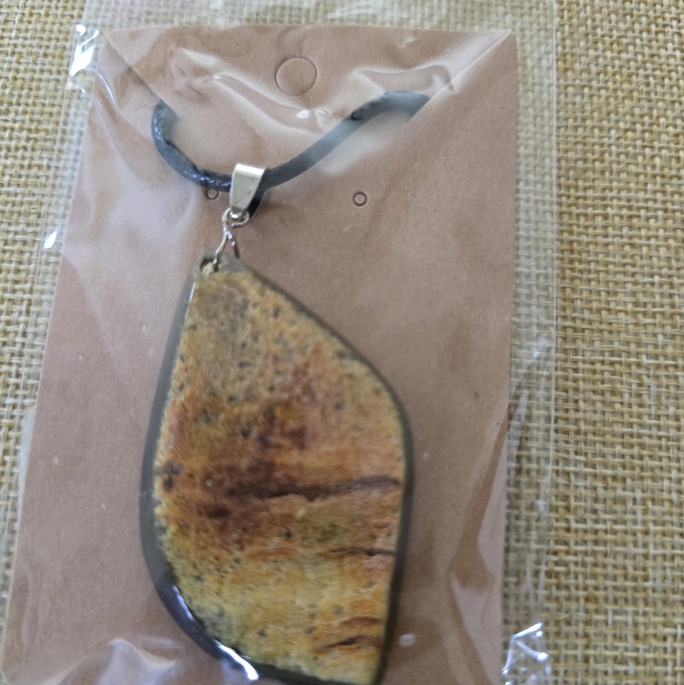Unique Handmade From Haiti  Brown and Tan Pendant Necklace